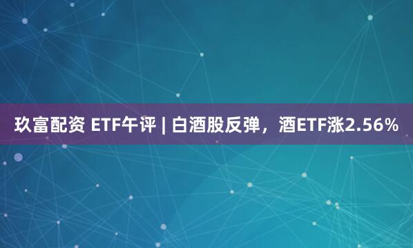 玖富配资 ETF午评 | 白酒股反弹，酒ETF涨2.56%