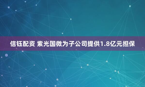 信钰配资 紫光国微为子公司提供1.8亿元担保